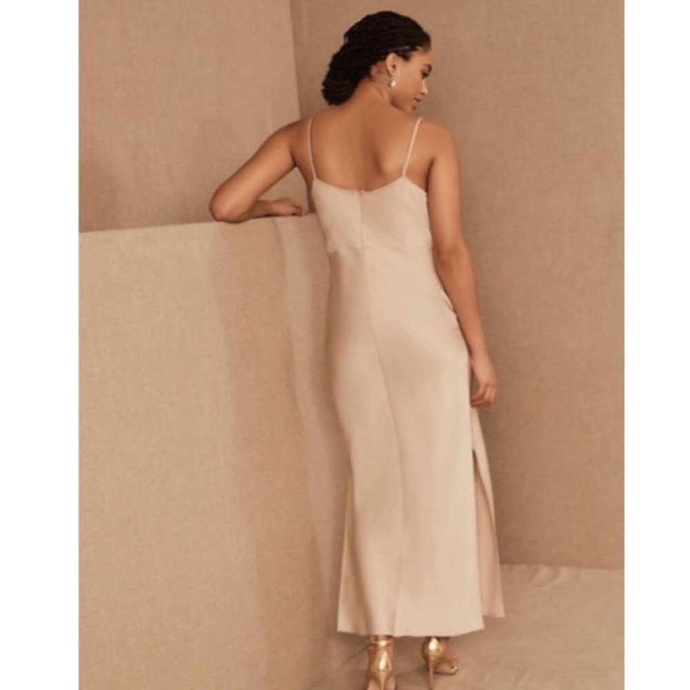 Anthropologie BHLDN Cali Satin Charmeuse Midi Dress in Oyster Sz 4 - Picture 2 of 9